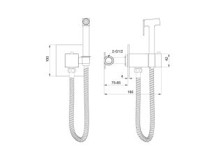 Гигиенический душ со смесителем Wonzon & Woghand WW-88829910-MB с термостатом чёрный матовый